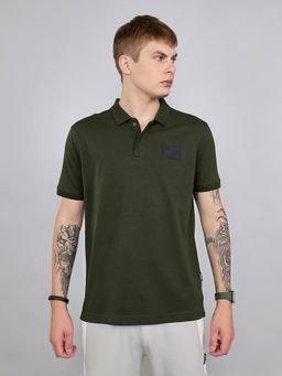 Rock.it - Olive Regular Fit Half Sleeve Solid Polo T-Shirt
