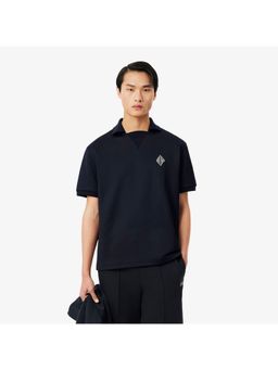 Lacoste - Polyester Blend Solid Black Polo T-Shirt