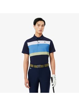 Lacoste - Colorblock Polyester Blend Blue Polo T-Shirt