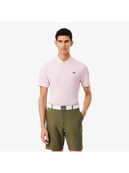 Lacoste - Polyester Blend Solid Pink Polo T-Shirt