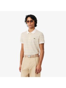 Lacoste - Cotton Stripes Beige Polo T-Shirt