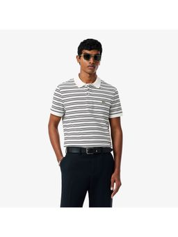Lacoste - Cotton Stripes White Polo T-Shirt