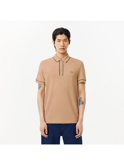Lacoste - Cotton Blend Solid Beige Polo T-Shirt