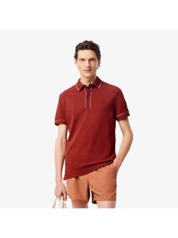 Lacoste - Cotton Blend Solid Maroon Polo T-Shirt