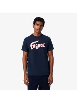 Lacoste - Cotton Blend Typography Blue T-Shirt