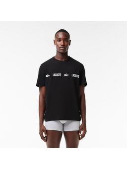 Lacoste - Cotton Blend Typography Black T-Shirt