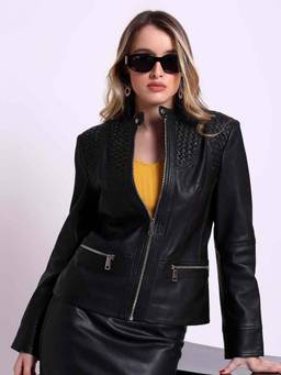 Saint G - Black Textured Leather Jacket