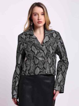 Saint G - Grey Animal Print Leather Jacket