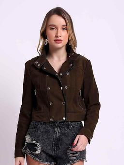 Saint G - Olive Solid Leather Jacket