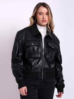 Saint G - Black Solid Leather Jacket