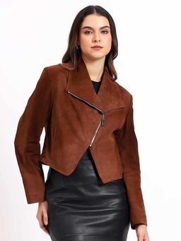 Saint G - Tan Solid Leather Jacket
