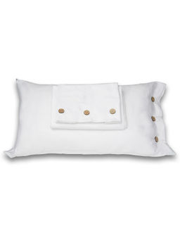 Veda Homes - Buttoned White Bedsheet (Set of 5)