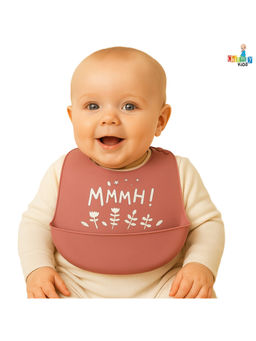 Chinmay Kids - Pink Waterproof Easy-Wipe Silicone Baby Bib (12-18 Months)