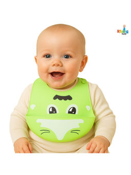 Chinmay Kids - Green Waterproof Easy-Wipe Silicone Baby Bib (12-18 Months)