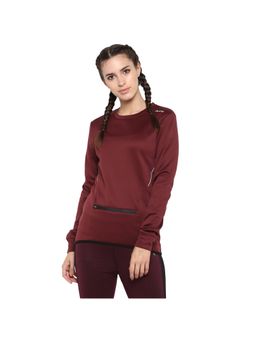 Alcis - Women Maroon Solid Sweatshirt