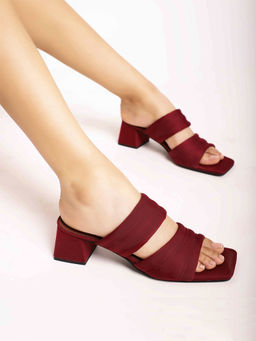 ALL TABS OPEN - Women Deep Cherry Maroon Block Heels