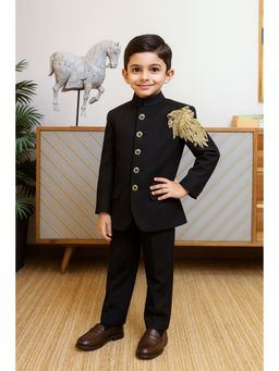 devils n angels - Boys Black Jodhpuri Suit With Hand Embroidery & Pant