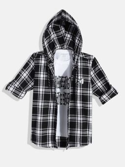 CHARCHIT - Boys Cotton Full Sleeves Checked Shirt And T-Shirt