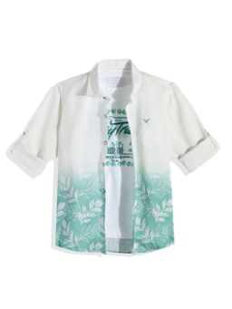 CAVIO - Boys Cotton Full Sleeves Floral Printed Shirt And T-Shirt