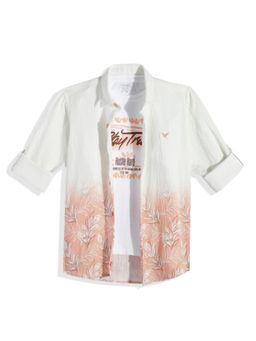 CAVIO - Boys Cotton Full Sleeves Floral Printed Shirt And T-Shirt