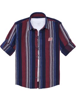 CAVIO - Boys Full Sleeves Checked Shirt And T-Shirt