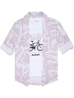 CHARCHIT - Boys Full Sleeves Printed Shrug And T-Shirt