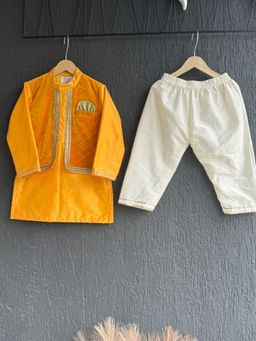 The Little Tales - Yellow Velvet Kurta with Pant