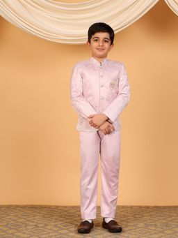 BT DEZINES - Boys Satin Embroidered Bandhgala Blazer And Trousers