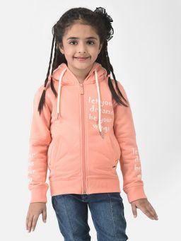 CRIMSOUNE CLUB - Girls Peach Sweatshirt with Typographic Detail