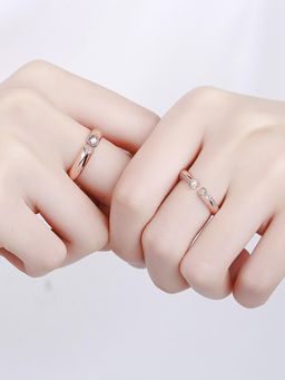 Peora - Rose Gold Plated Cubic Zirconia Couple Finger Rings (7) & (9)