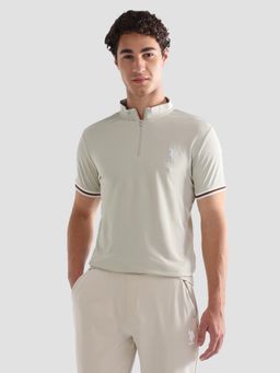 U.S. POLO ASSN. - Beige Men's Solid Slim Fit Active Polo T-Shirt
