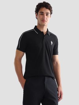 U.S. POLO ASSN. - Black Men's Solid Slim Fit Active Polo T-Shirt