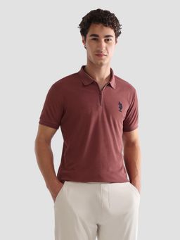 U.S. POLO ASSN. - Mauve Men's Solid Slim Fit Active Polo T-Shirt