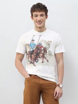 U.S. POLO ASSN. - Denim Co. White Men's Graphic Brand Printed Slim Fit T-Shirt