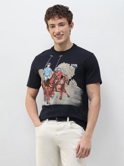 U.S. POLO ASSN. - Denim Co. Navy Blue Men's Graphic Brand Printed Slim Fit T-Shirt