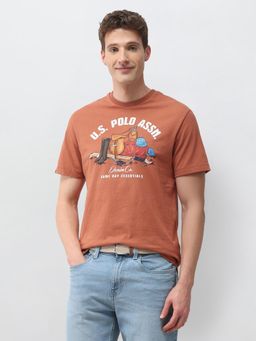 U.S. POLO ASSN. - Denim Co. Rust Men's Graphic Brand Printed Slim Fit T-Shirt