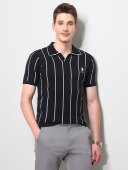 U.S. POLO ASSN. - Navy Blue Men's Vertical Striped Slim Fit Polo T-Shirt