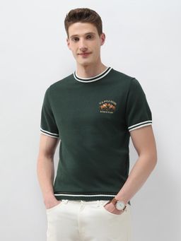 U.S. POLO ASSN. - Green Men's Solid Slim Fit T-Shirt