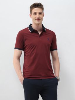 U.S. POLO ASSN. - Maroon Men's Solid Slim Fit Polo T-Shirt