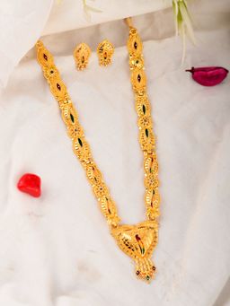 Silvermerc Designs - Gold Plated Ethnic Long Temple Jewellery Set