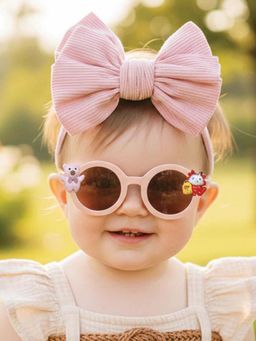 Polka Tots - Solid Bow Headband and Sunglass Set Of 2 - Mauve (2-4 Years)