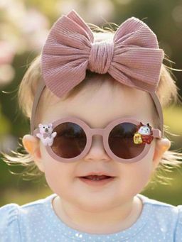 Polka Tots - Solid Bow Headband and Sunglass Set Of 2 - Pink (2-4 Years)