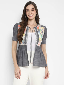 Taurus - Grey Embellished Chambray Overlays