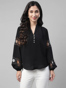 Taurus - Black Solid Crepe Top