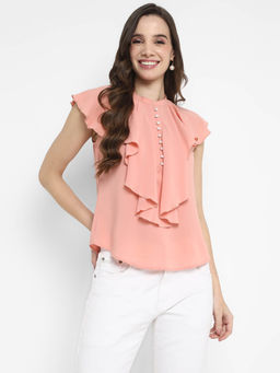 Taurus - Pink Solid Sleeveless Crepe Top