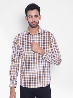 CRIMSOUNE CLUB - Mens Brown Checked Shirt