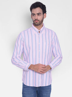 CRIMSOUNE CLUB - Mens Pink Striped Shirt