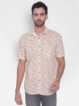 CRIMSOUNE CLUB - Mens Brown Floral Shirt