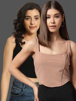 Trend Arrest - Corset Style Sleeveless Crop Tops (Pack of 2)