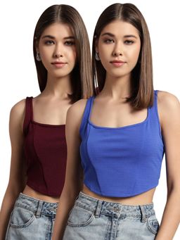 Trend Arrest - Corset Style Sleeveless Crop Tops (Pack of 2)